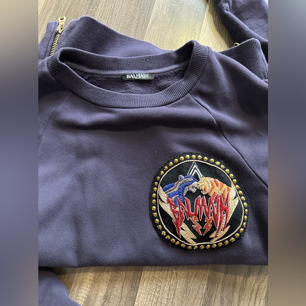 Balmain Authentic Sweatshirt size S Mens Bluish/purple